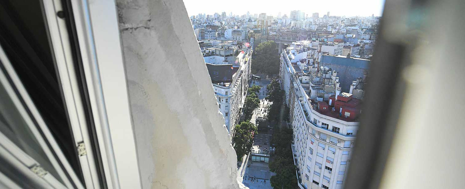 Vista panorâmica da Avenida 9 de Julio a partir do interior do Mirante do Obelisco
