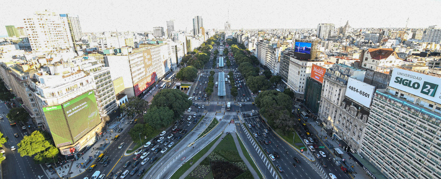 Vista panorâmica da Avenida 9 de Julio a partir do Mirante do Obelisco